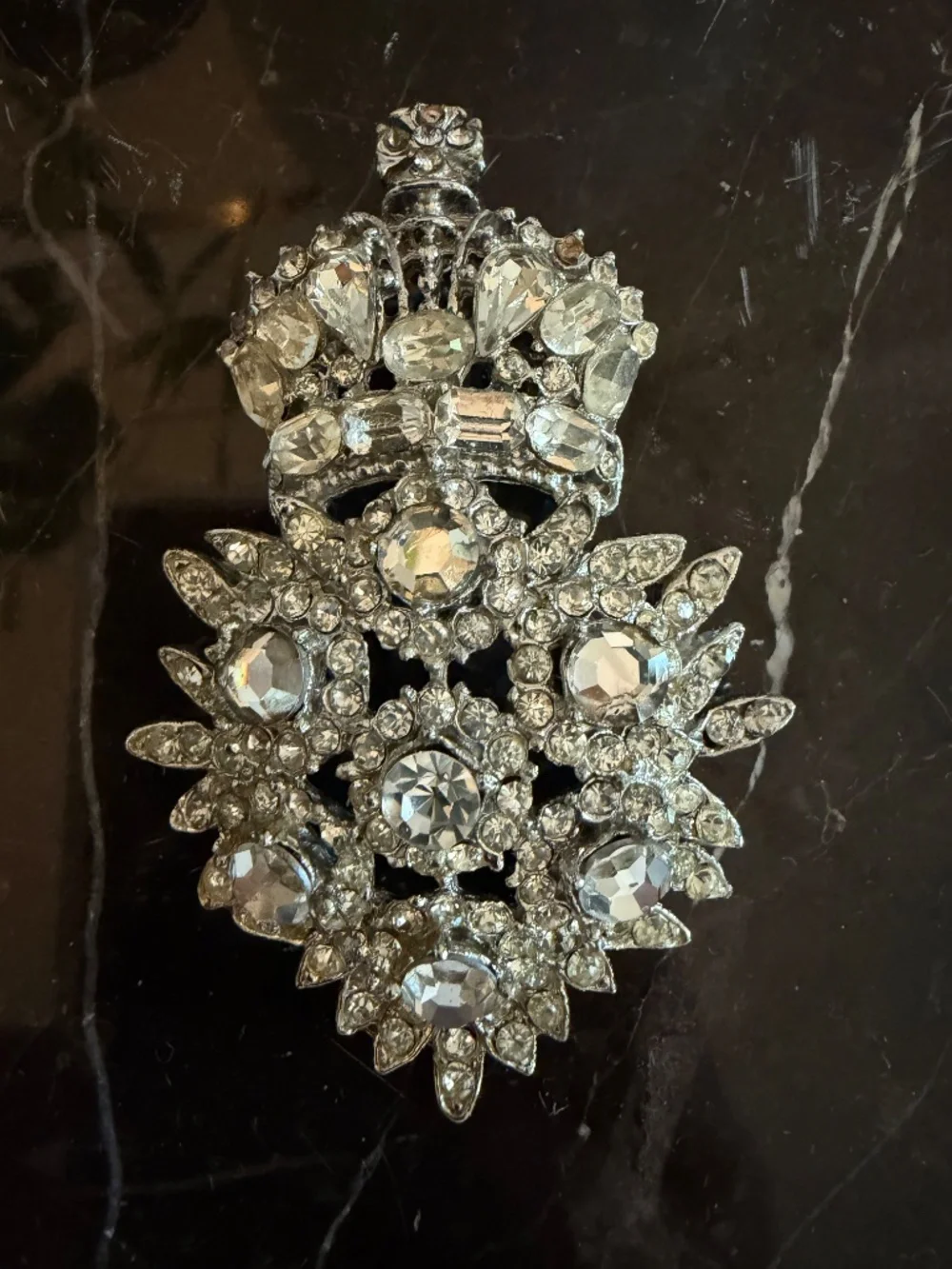 Vintage Rhinestone Crown Brooch